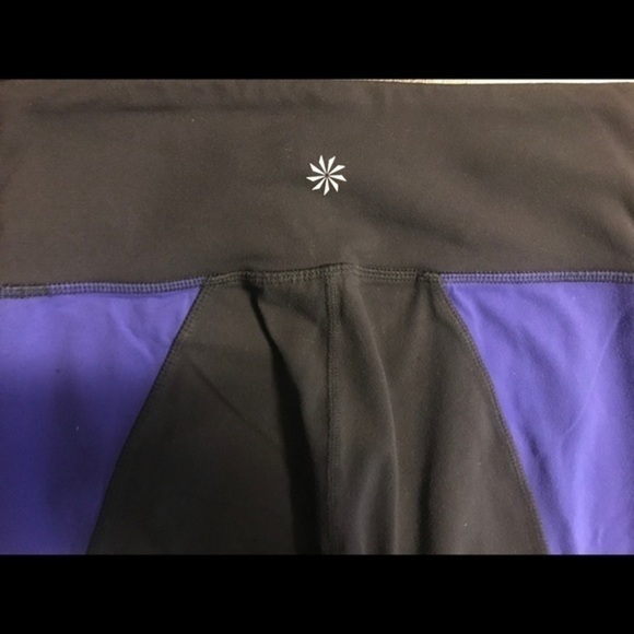 Athleta Blue Stripe High Rise Flow Stripe Chaturanga Capri Crop Leggings - Picture 9 of 11